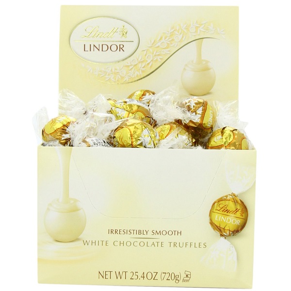 Lindt LINDOR White Chocolate Truffles, Gluten Free & Kosher, 60 Count Box , only $15.82