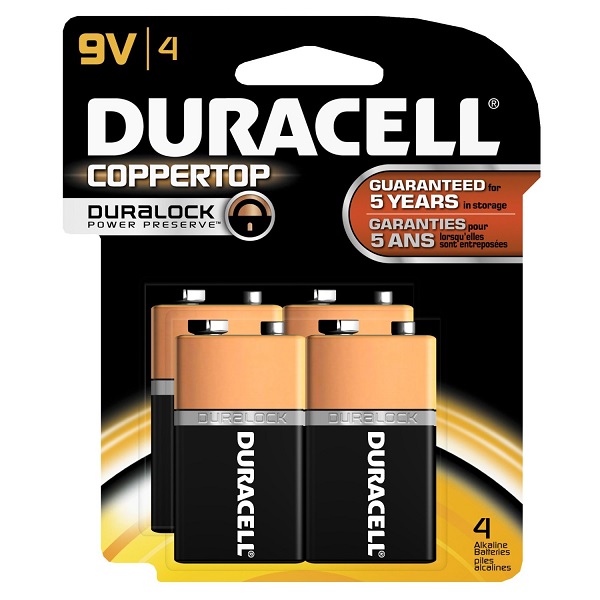 Duracell金霸王9V鹼性電池，4個，原價$15.33，現僅$1.73
