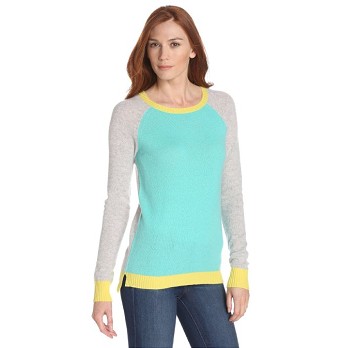 Christopher Fischer Women's 100% Cashmere Baseball Colorblock Sweater $59.00+free shipping