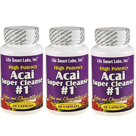 ACAI SUPER CLEANSE #1 TM (3 Bottles) HIGHLY POTENT 180 capsules ANTIOXIDANT, Detox, Colon Cleanse, Weight Loss $35.89