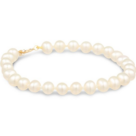 14K Yellow Gold 4.5-5mm Baby Freshwater Cultured Pearl Bracelet, 5 1/4