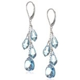 Sterling Silver Swarovski Elements Aquamarine Colored Multi-Teardrop and Briolette Earrings $39 FREE Shipping