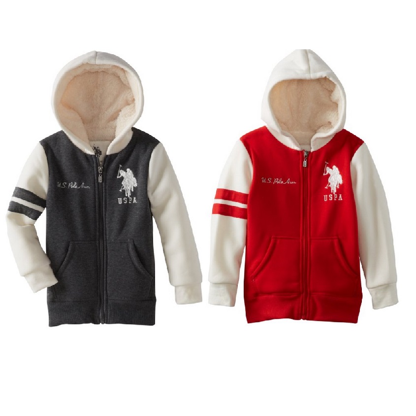 U.S. POLO ASSN. Girls 2-6X Two Toned Hoodie with Stripes On Right Sleeve, only $13.11, free shipping