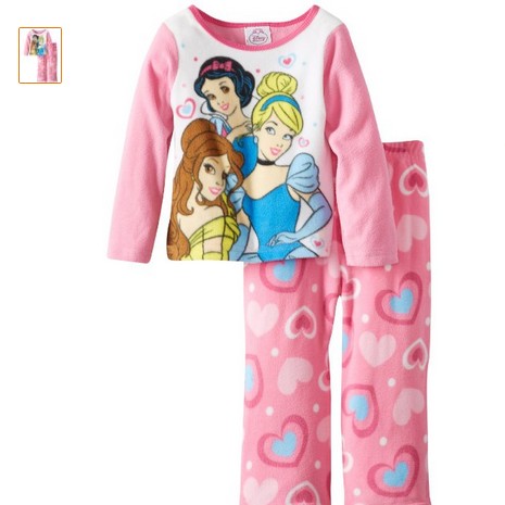 Disney Princess Girls 2-6X 2 Piece Fleece Pajama Set $7.21