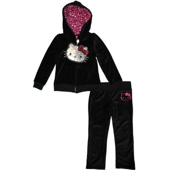 Hello Kitty凱蒂貓女童天鵝絨運動套裝    $18.28