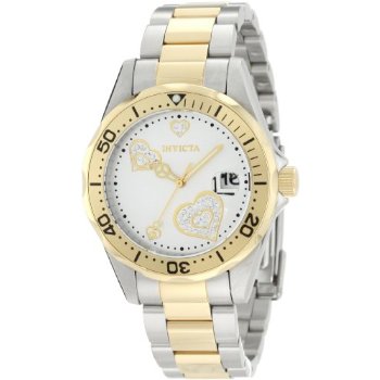 Invicta Women's 12287 Pro Diver Silver Heart Dial Two Tone Stainless Steel Watch $79.99
