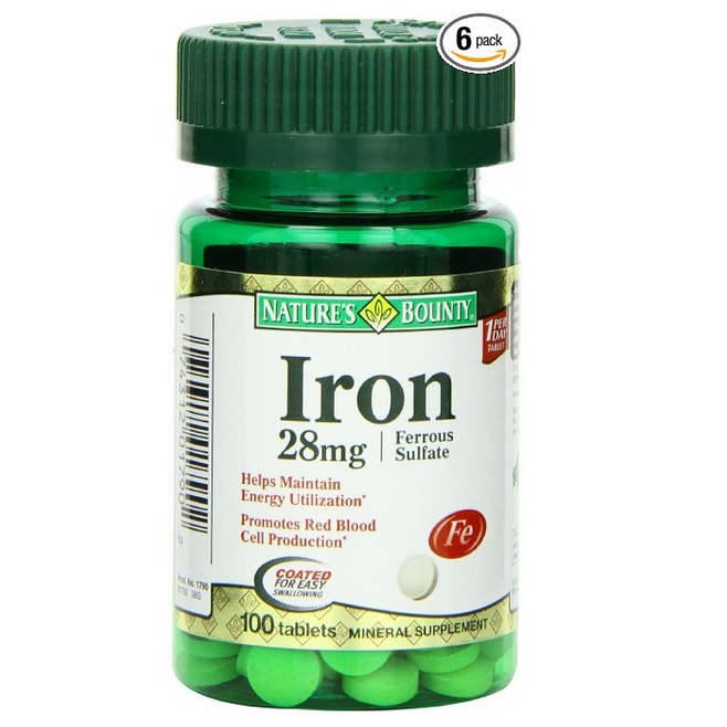Nature's Bounty Ferrous Sulfate, 28mg Iron, 100 Tablets (Pack of 6), only $23.22, free shipping after clipping coupon