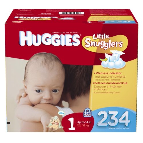 Huggies好奇一號嬰兒紙尿褲(234片裝)，原價$56.74，現僅售$43.24，免運費。 2號204片裝僅售$43.81