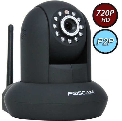 Foscam FI9821P Plug and Play HD 1280 x 720p H.264 Wireless/Wired Pan/Tilt IP Camera - 26ft Night Vision and 2.8mm Lens (70° Viewing Angle) - Black, only $39.99, free shipping