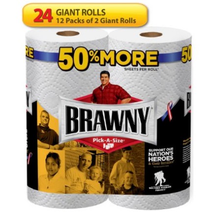 Brawny Giant Roll Paper Towel, Pick-A-Size, White  24 Count $23.06
