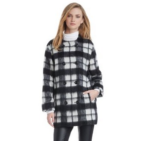 French Connection Women's Check Bunny Coat  $127.43