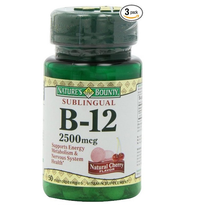 Nature's Bounty Sublingual Vitamin B-12, 2500mcg, 50 Tablets (Pack of 3), only $13.74, free shipping