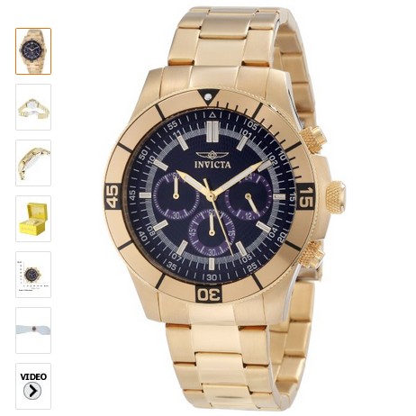 超低價！Invicta因維克塔12844 專業計時18K黃金離子鍍藍色錶盤日本機芯男士腕錶 $64.99