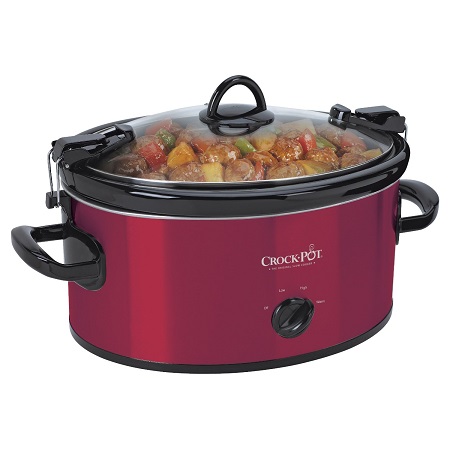 Crock-Pot 6-Quart Cook & Carry Oval Manual Portable Slow Cooker, Red, only $19.35