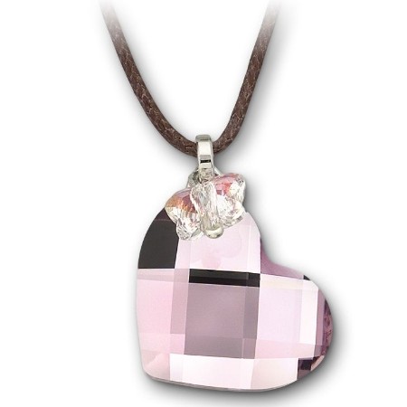 Swarovski-Only $27.5 Rose Heart and Butterfly Mini Pendant！