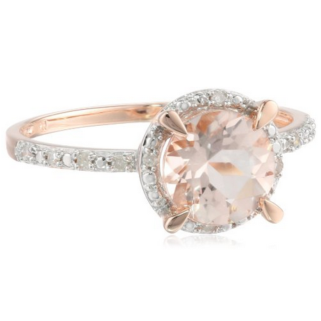 10k Rose Gold Morganite and Diamond Round Shaped Ring (0.05 cttw GH, Color, I1-I2 Clarity), Size 7 $192.00(54%off)  
