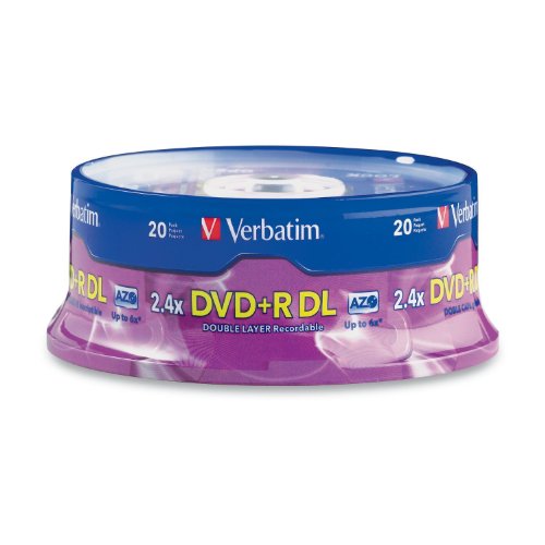 Verbatim 95310 8.5 GB 2.4X Double Layer Recordable Disc DVD plus R DL Discs, 20-Disc Spindle $20.95