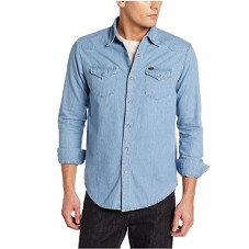 Lee Men's Denim 2 Pocket Long Sleeve Western Shirt $16.40