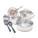 T-fal C839SA74 Performance Stainless Steel Copper-Bottom Multi-Layer Base 10-Piece Cookware Set, Silver $74.99 FREE Shipping