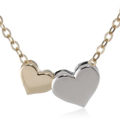 14k Two-Tone 14k Yellow and White Gold Heart Necklace, 18