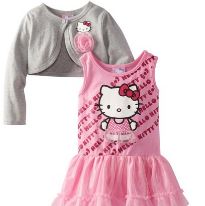 Hello Kitty 2-6X 女寶開衫連衣裙兩件套 特價$14.34(58%off)