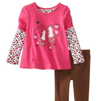 Carter's 女寶 2-6X 豹紋純棉兩件套  特價$8.47(65%off) 八折后僅$6.78