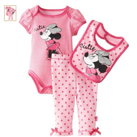 Disney Baby Baby-Girls Newborn Minnie Creeper Pant Bib Layette Pink $7.99