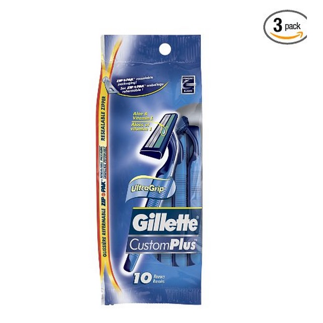 Gillette Customplus Regular Disposable Razor 10 Count (Pack of 3), only $11.12, free shipping