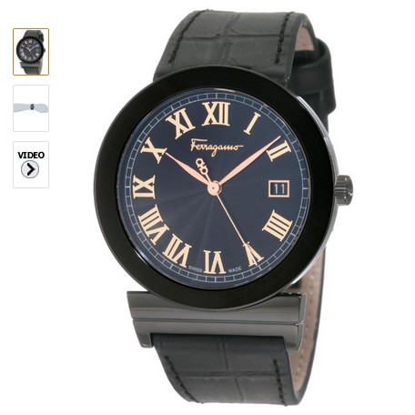 Salvatore Ferragamo Men's F71LBQ6809 S009 Grande Maison Swiss Quartz Black Dial Genuine Leather Watch $876.99  