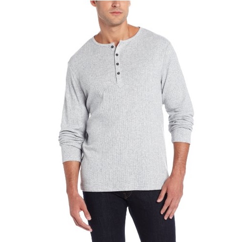 Perry Ellis Men's Long Sleeve Four Button Shirt Henely Shirt, only $14.85