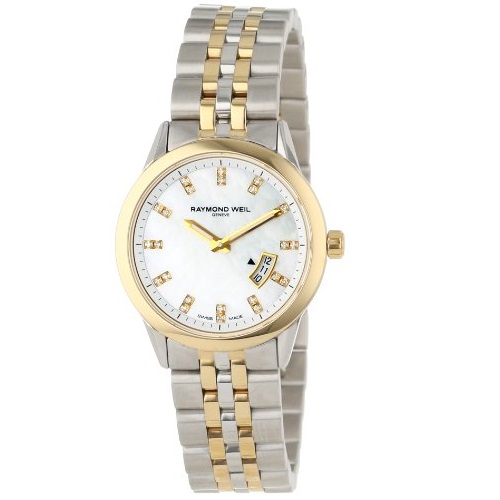 Raymond Weil Women's 5670-STP-97091 Freelancer Date Two Tone Mother-Of-Pearl Dial Watch, only $594.99, free shipping