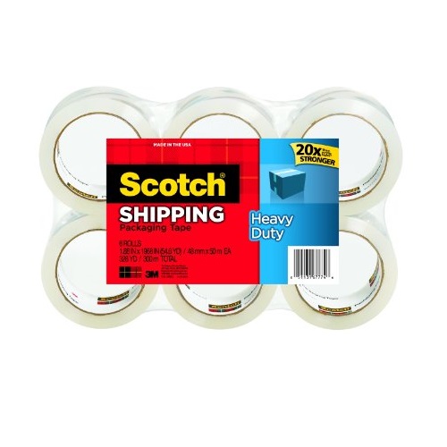 Scotch Heavy Duty Shipping Packaging Tape, 1.88 Inches x 54.6 Yards, 6-Rolls (3850-6), only $9.70