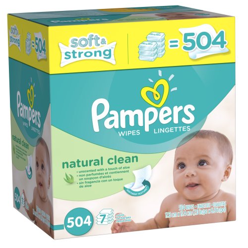Pampers帮宝适自然润肤婴儿湿纸巾 504张，原价$14.93，现点击Coupon后仅售$9.75，免运费.