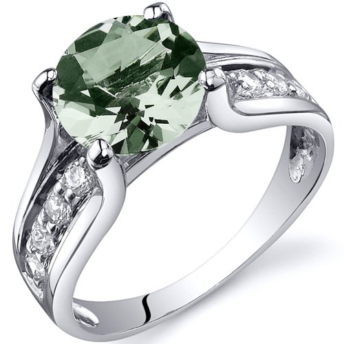 Peora 獨粒1.75克拉綠色水晶鑲人造鑽 925純銀戒指5-9 特價$39.99（80%off）包郵