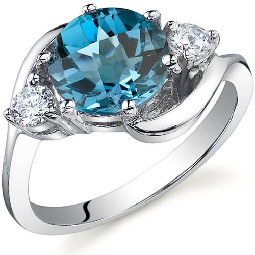 Peora 2.25克拉倫敦藍帕托石人造鑽925純銀戒指尺寸5-9  特價$34.99(71%off)