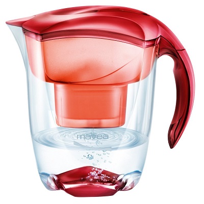 MAVEA 1005722 Elemaris XL 9-Cup Water Filtration Pitcher, Ruby Red, $24.95 after clipping coupon