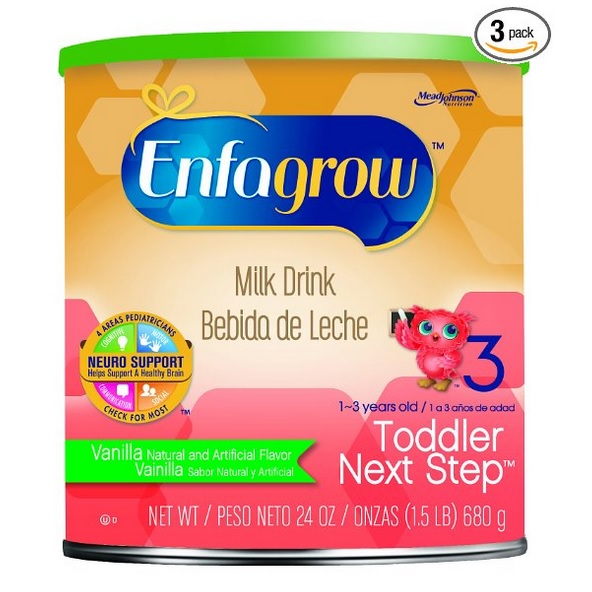 Enfagrow美贊臣精裝 三段 幼兒配方奶粉，香草口味，24盎司/罐，共3罐，原價$60.00，現點擊Coupon后僅售$43.94，免運費。適合1-3歲寶寶食用