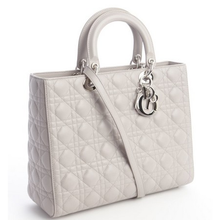 Bluefly-Christian Dior grey quilted leather 'Large Lady Dior' convertible tote bag,only $3710