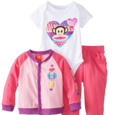 Paul Frank 大嘴猴 男宝3件套套装（新生儿-9个月） 特价$21.91 八折后仅$17.53