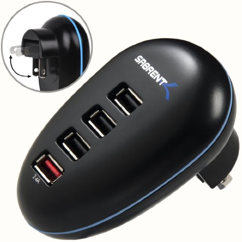 Sabrent 4-Port Compact USB Wall Charger For iPhone, iPad, Samsung Android Smartphones and other USB-Powered Devices (AX-UCFW) $9.99