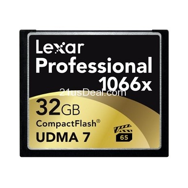 Lexar Professional 1066x 32GB CompactFlash card LCF32GCRBNA1066, only $36.88