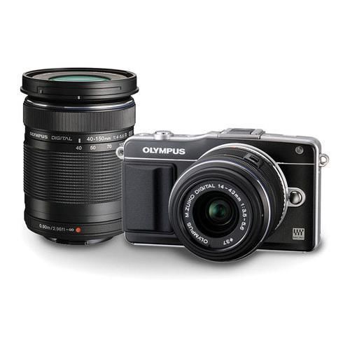 Olympus E-PM2 Camera Black w/14-42mm f/3.5 II & ED 40-150 
