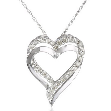 10k Gold and Diamond Heart Pendant Necklace (1/4 cttw, H-I Color, I2-I3 Clarity), 18