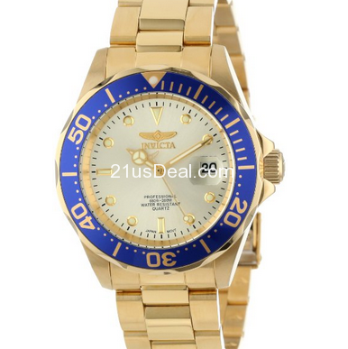 Invicta Men's 14124 Pro Diver Gold Dial 18k Gold Ion-Plated Stainless Steel Watch $55.19