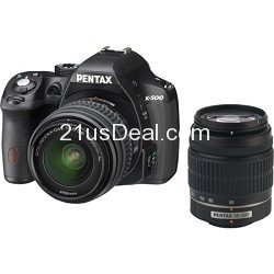 和闪购价差不多！PENTAX 宾得K500 单反数码相机套机，带DAL 18-55mm镜头和50-200mm 两个镜头。原价$699.95，闪购价$499.99，免运费。仅带DAL 18-55mm镜头套机价格为$399.00