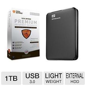 WD Elements 1TB Portable Drive 3.0 w/Total Defense Premium Internet Security, only $29.99 after rebate, free shipping