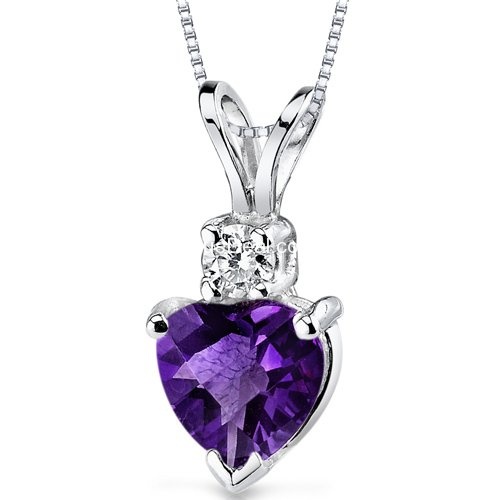 Peora 14 Karat White Gold Heart Shape 0.75 Carats Amethyst Diamond Pendant, only $129.99, free shipping