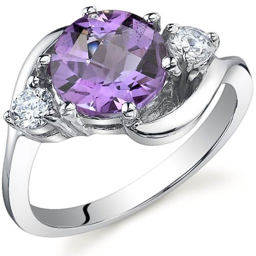 3 Stone Design 1.75 carats Amethyst Ring in Sterling Silver Rhodium Nickel Finish Size 5 to 9 $34.99(69%off) 