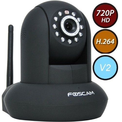 Foscam FI9821W V2 Megapixel HD 1280 x 720p H.264 Wireless/Wired Pan/Tilt IP Camera with IR-Cut Filter - 26ft Night Vision and 2.8mm Lens (70° Viewing Angle) - Black, only $64.99 , free shipping
