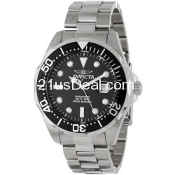 Invicta Men's 12562X Pro Diver Black Carbon Fiber Dial Stainless Steel Watch $69